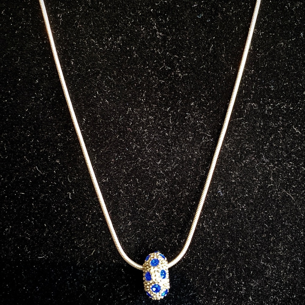 💎Sapphire Stones Silver Wheel 16" Necklace💎